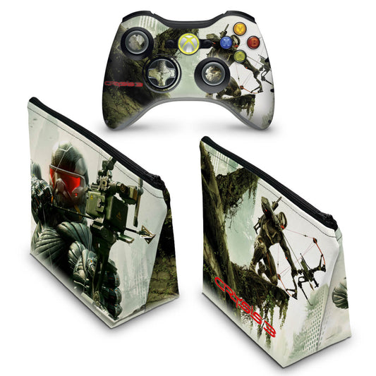 KIT Capa Case e Skin Xbox 360 Controle - Crysis 3
