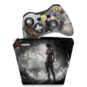 KIT Capa Case e Skin Anti-Rage Xbox 360 Controle - Tomb Raider - Pop Arte Skins