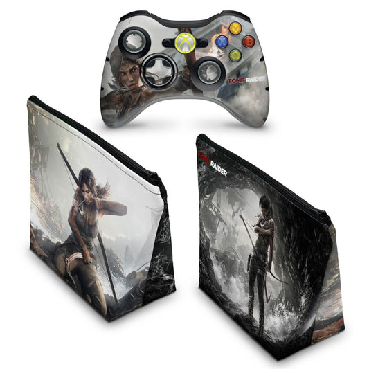 KIT Capa Case e Skin Xbox 360 Controle - Tomb Raider