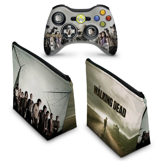 KIT Capa Case e Skin Xbox 360 Controle - The Walking Dead #a