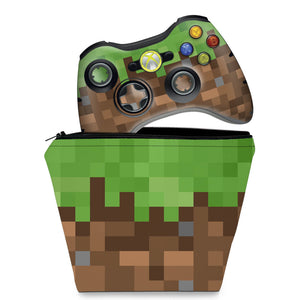 KIT Capa Case e Skin Anti-Rage Xbox 360 Controle - Minecraft - Pop Arte Skins