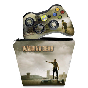 KIT Capa Case e Skin Anti-Rage Xbox 360 Controle - The Walking Dead #b - Pop Arte Skins