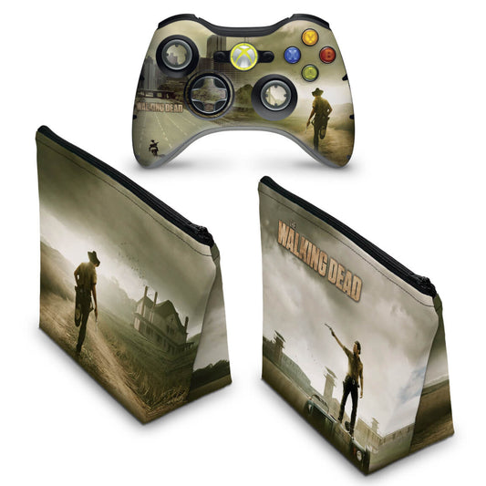 KIT Capa Case e Skin Xbox 360 Controle - The Walking Dead #b