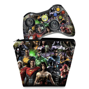 KIT Capa Case e Skin Anti-Rage Xbox 360 Controle - Injustice - Pop Arte Skins
