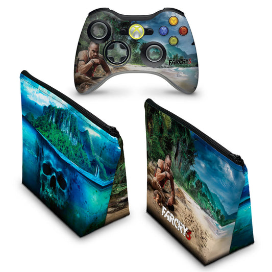 KIT Capa Case e Skin Xbox 360 Controle - Far Cry 3