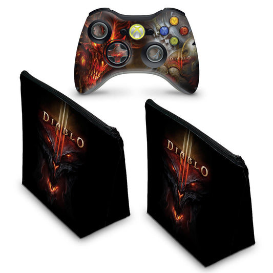 KIT Capa Case e Skin Xbox 360 Controle - Diablo 3