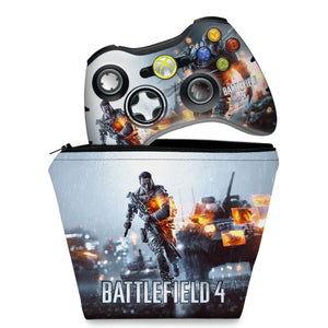 KIT Capa Case e Skin Anti-Rage Xbox 360 Controle - Battlefield 4 - Pop Arte Skins