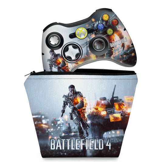 KIT Capa Case e Skin Xbox 360 Controle - Battlefield 4