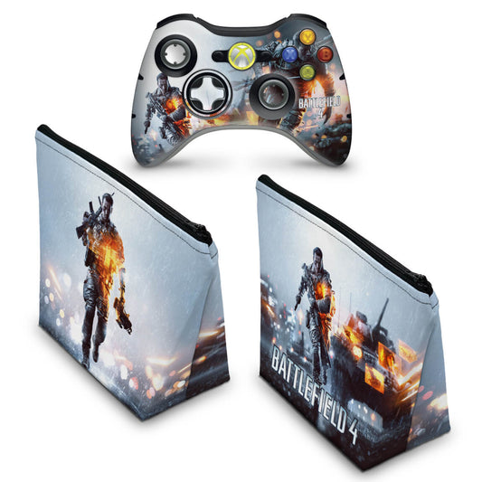 KIT Capa Case e Skin Xbox 360 Controle - Battlefield 4