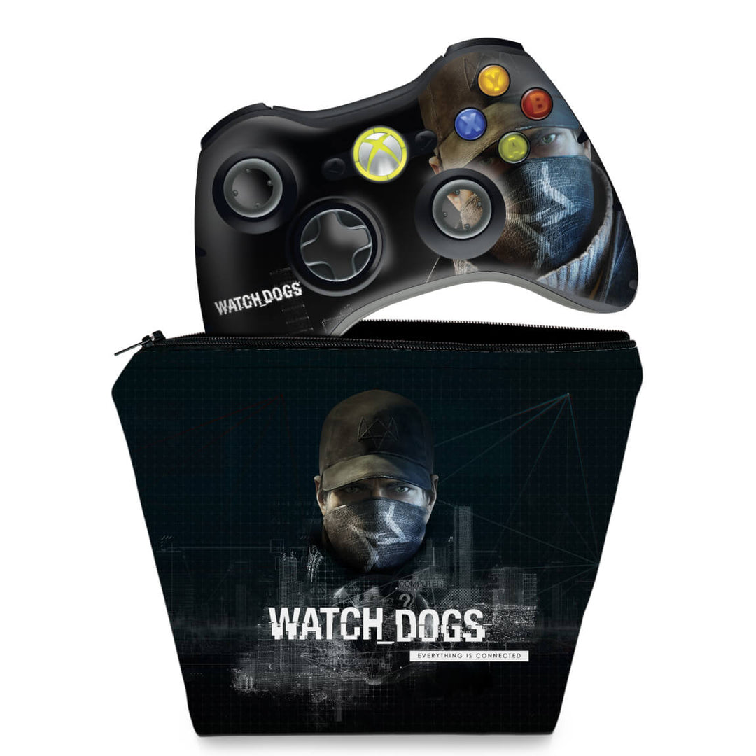 KIT Capa Case e Skin Anti-Rage Xbox 360 Controle - Watch Dogs - Pop Arte Skins