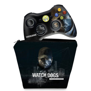 KIT Capa Case e Skin Anti-Rage Xbox 360 Controle - Watch Dogs - Pop Arte Skins