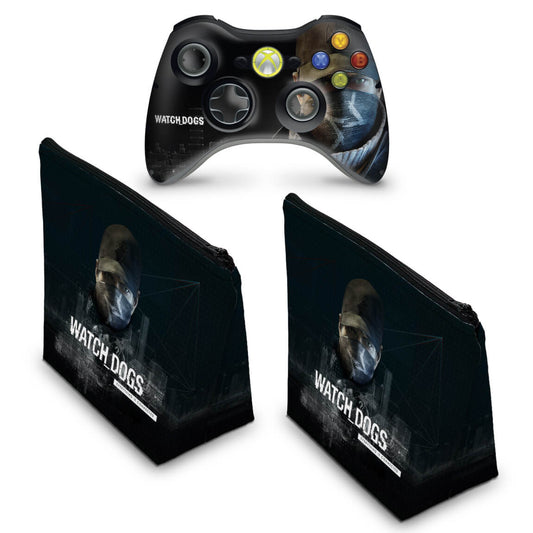 KIT Capa Case e Skin Xbox 360 Controle - Watch Dogs