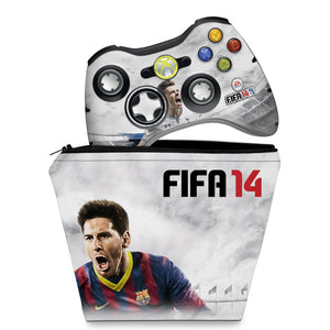 KIT Capa Case e Skin Anti-Rage Xbox 360 Controle - Fifa 14 - Pop Arte Skins