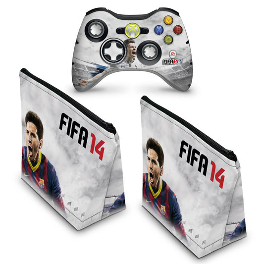 KIT Capa Case e Skin Xbox 360 Controle - Fifa 14