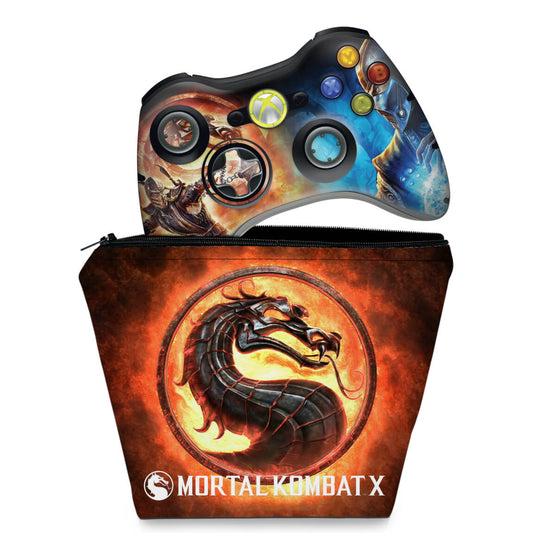 KIT Capa Case e Skin Xbox 360 Controle - Mortal Kombat