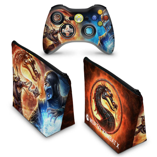 KIT Capa Case e Skin Xbox 360 Controle - Mortal Kombat