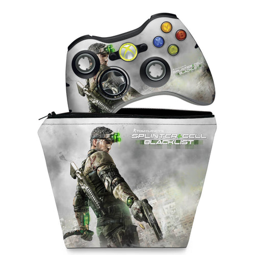 KIT Capa Case e Skin Anti-Rage Xbox 360 Controle - Splinter Cell Black