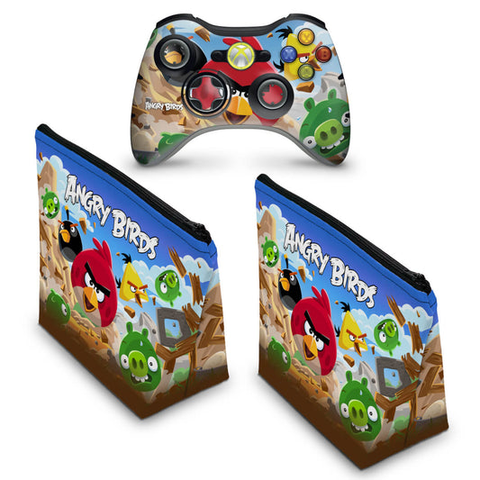 KIT Capa Case e Skin Xbox 360 Controle - Angry Birds