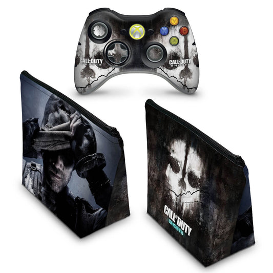 KIT Capa Case e Skin Xbox 360 Controle - Call Of Duty Ghosts
