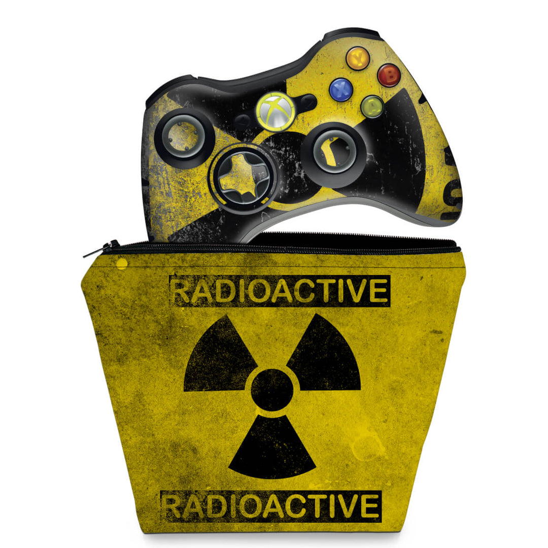 KIT Capa Case e Skin Anti-Rage Xbox 360 Controle - Radioativo - Pop Arte Skins
