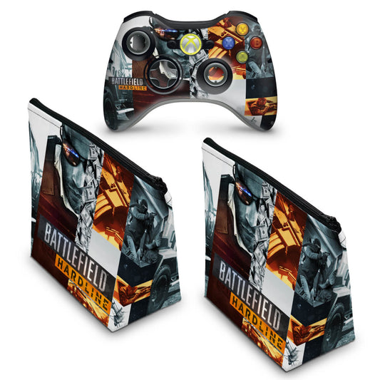 KIT Capa Case e Skin Xbox 360 Controle - Battlefield Hardline