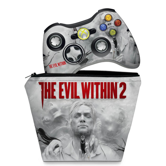 KIT Capa Case e Skin Xbox 360 Controle - The Evil Within