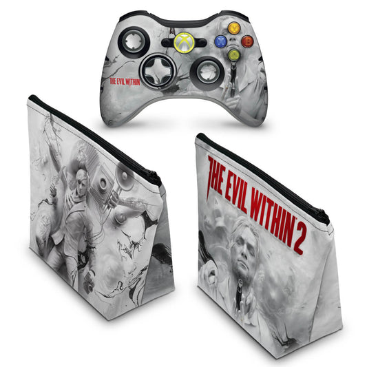 KIT Capa Case e Skin Xbox 360 Controle - The Evil Within