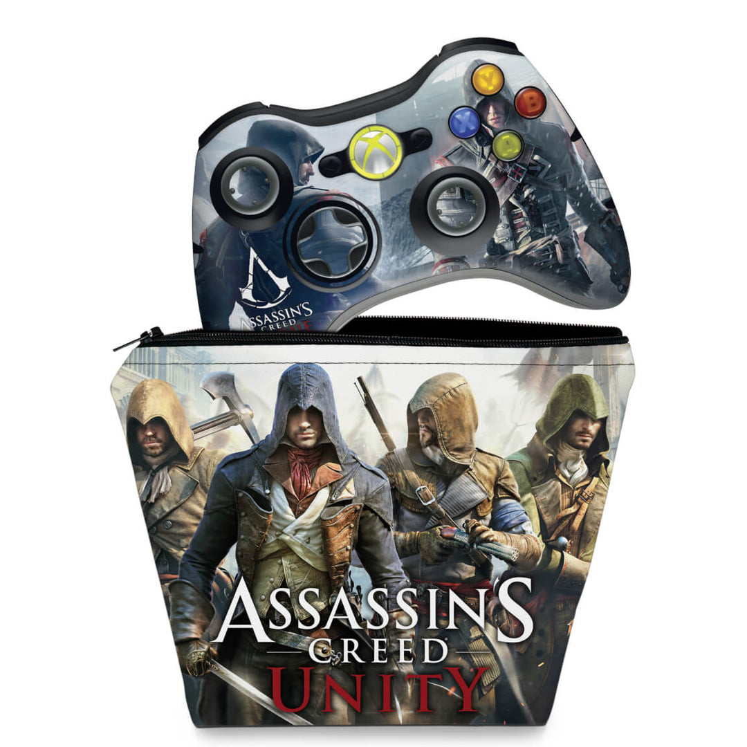 KIT Capa Case e Skin Anti-Rage Xbox 360 Controle - Assassins Creed Rogue - Pop Arte Skins