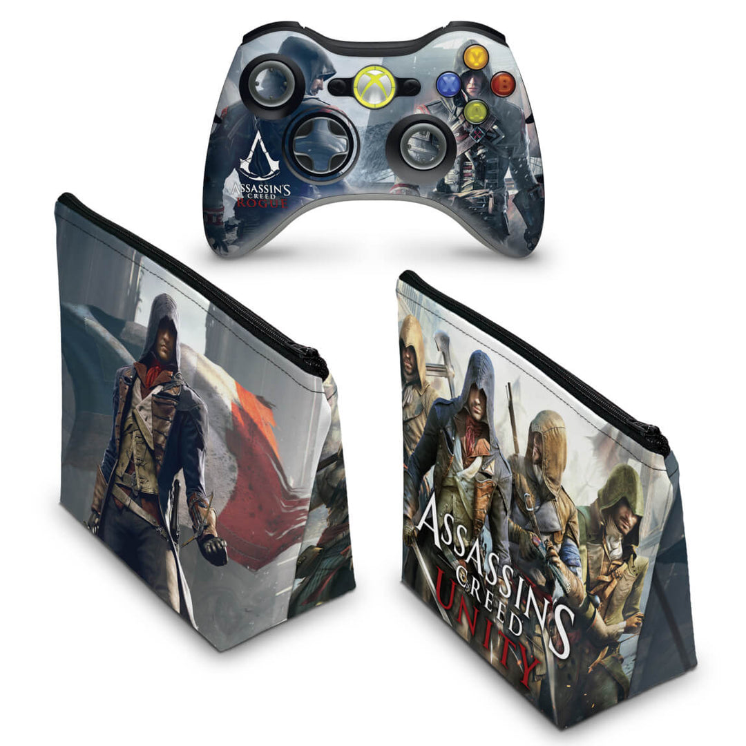 KIT Capa Case e Skin Anti-Rage Xbox 360 Controle - Assassins Creed Rogue - Pop Arte Skins - foto 2