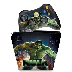 KIT Capa Case e Skin Anti-Rage Xbox 360 Controle - Hulk - Pop Arte Skins