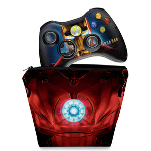 KIT Capa Case e Skin Anti-Rage Xbox 360 Controle - Homem De Ferro #b - Pop Arte Skins