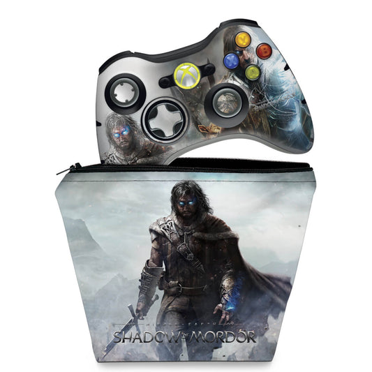 KIT Capa Case e Skin Xbox 360 Controle - Shadow Of Mordor