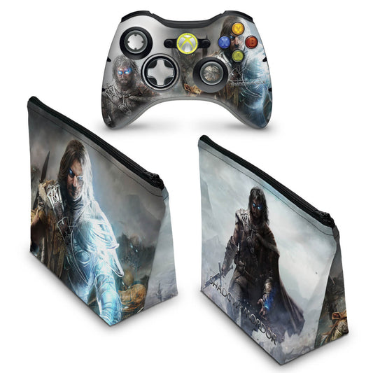 KIT Capa Case e Skin Xbox 360 Controle - Shadow Of Mordor
