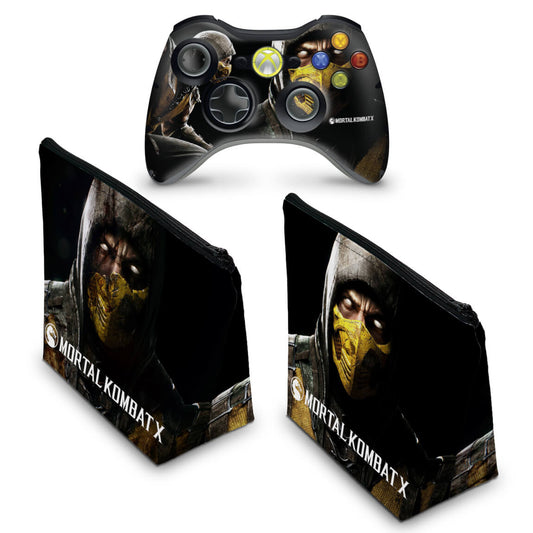 KIT Capa Case e Skin Xbox 360 Controle - Mortal Kombat X #a