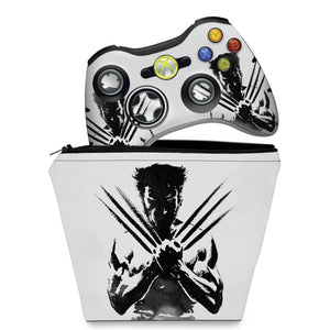 KIT Capa Case e Skin Anti-Rage Xbox 360 Controle - Wolverine X-men - Pop Arte Skins