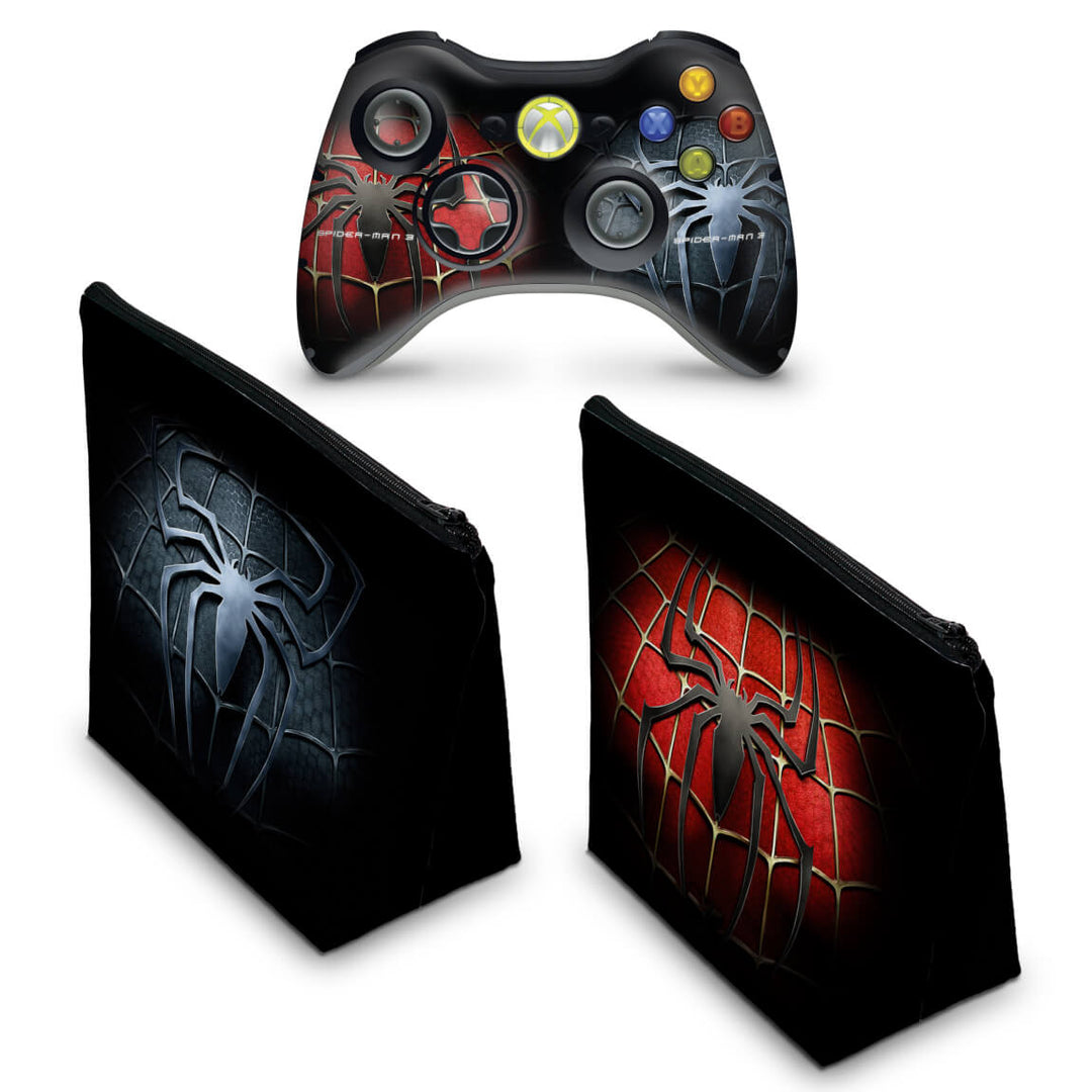 KIT Capa Case e Skin Anti-Rage Xbox 360 Controle - Homem-aranha #b - Pop Arte Skins - foto 2