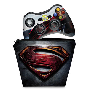 KIT Capa Case e Skin Anti-Rage Xbox 360 Controle - Superman - Pop Arte Skins