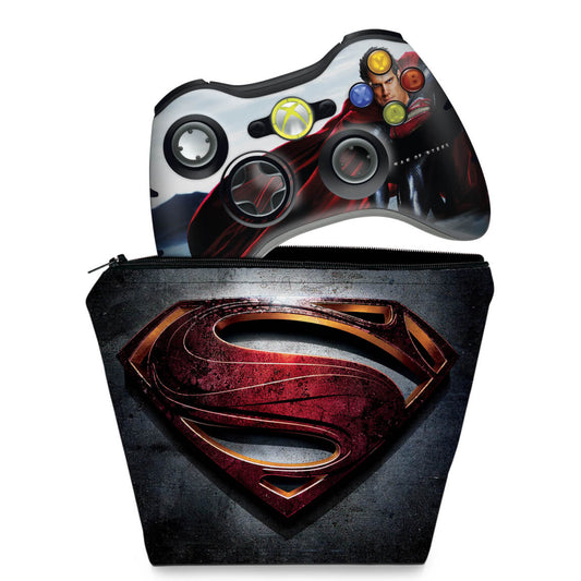 KIT Capa Case e Skin Xbox 360 Controle - Superman