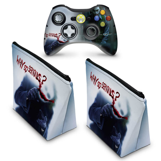 KIT Capa Case e Skin Xbox 360 Controle - Coringa Joker #a