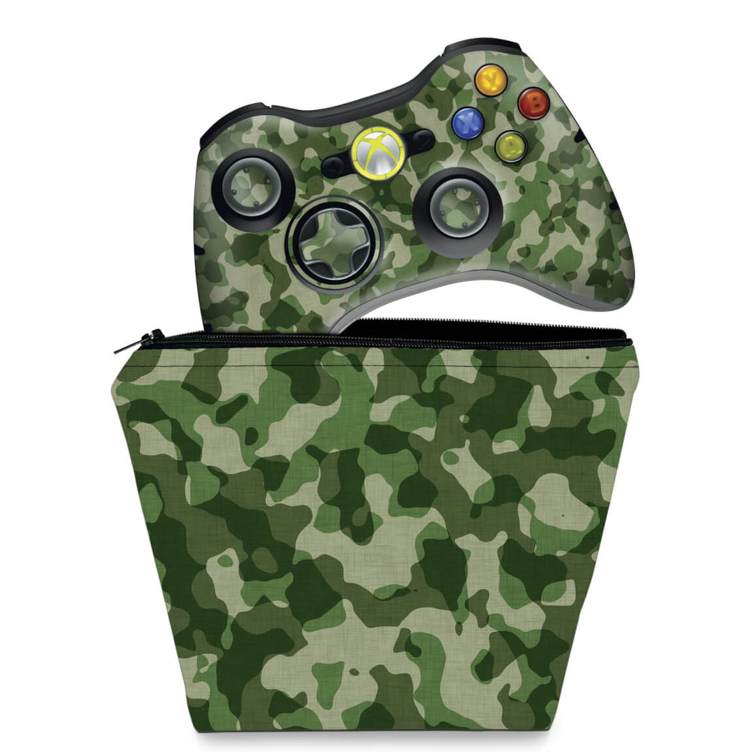 KIT Capa Case e Skin Anti-Rage Xbox 360 Controle - Camuflado - Pop Arte Skins