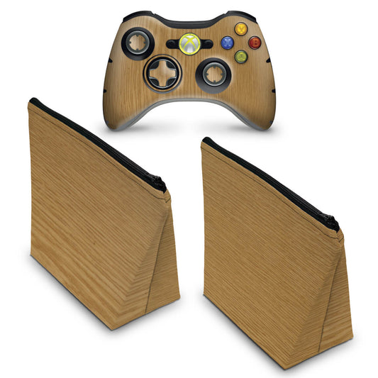 KIT Capa Case e Skin Xbox 360 Controle - Madeira #2