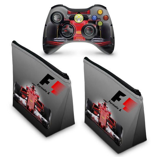 KIT Capa Case e Skin Xbox 360 Controle - Formula 1 #b
