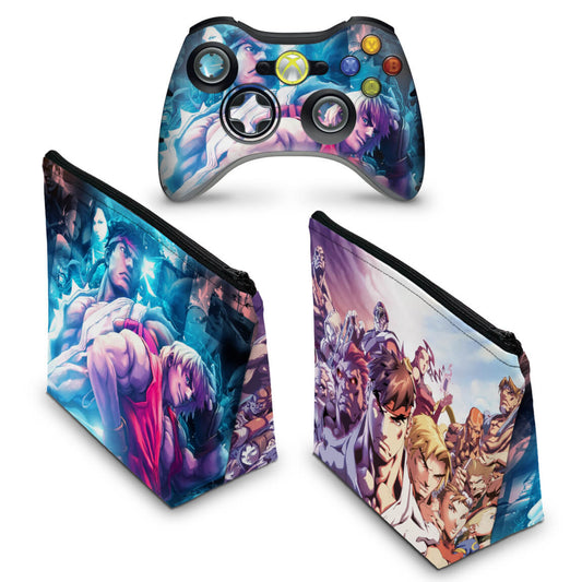 KIT Capa Case e Skin Xbox 360 Controle - Street Fighter