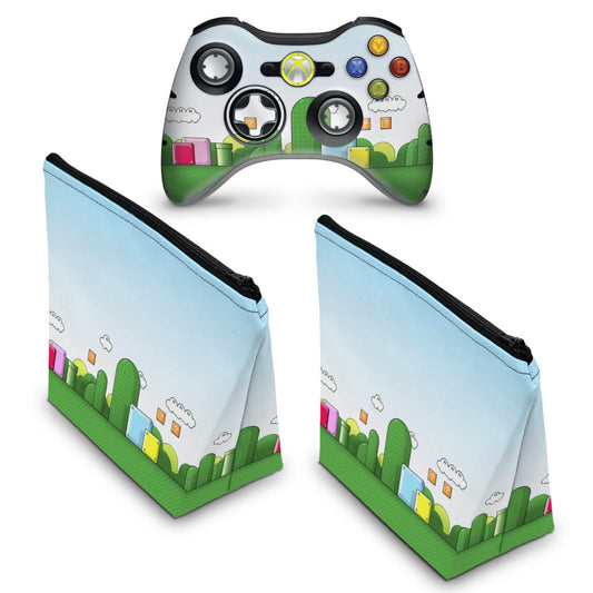 KIT Capa Case e Skin Xbox 360 Controle - Super Mario Bros.