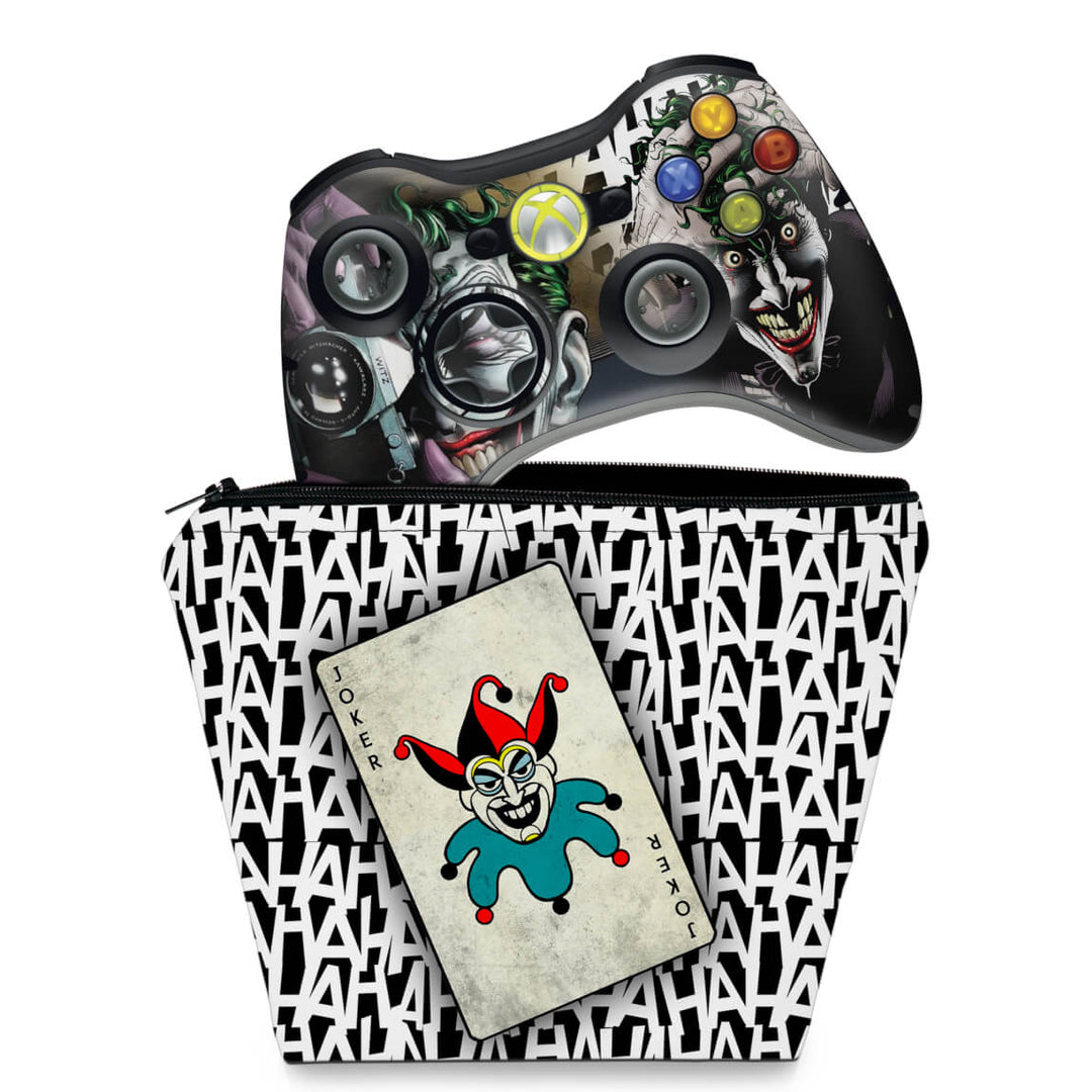 KIT Capa Case e Skin Anti-Rage Xbox 360 Controle - Joker Coringa - Pop Arte Skins