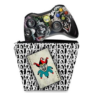 KIT Capa Case e Skin Anti-Rage Xbox 360 Controle - Joker Coringa - Pop Arte Skins