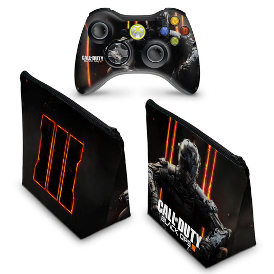 KIT Capa Case e Skin Xbox 360 Controle - Call Of Duty Black Ops 3