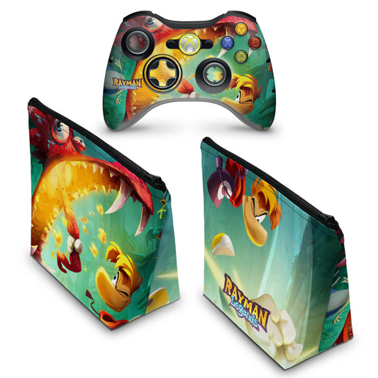 KIT Capa Case e Skin Xbox 360 Controle - Rayman Legends