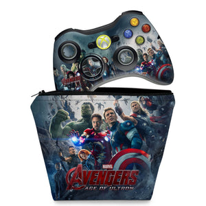 KIT Capa Case e Skin Anti-Rage Xbox 360 Controle - Vingadores Ultron - Pop Arte Skins