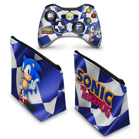 KIT Capa Case e Skin Xbox 360 Controle - Sonic The Hedgehog